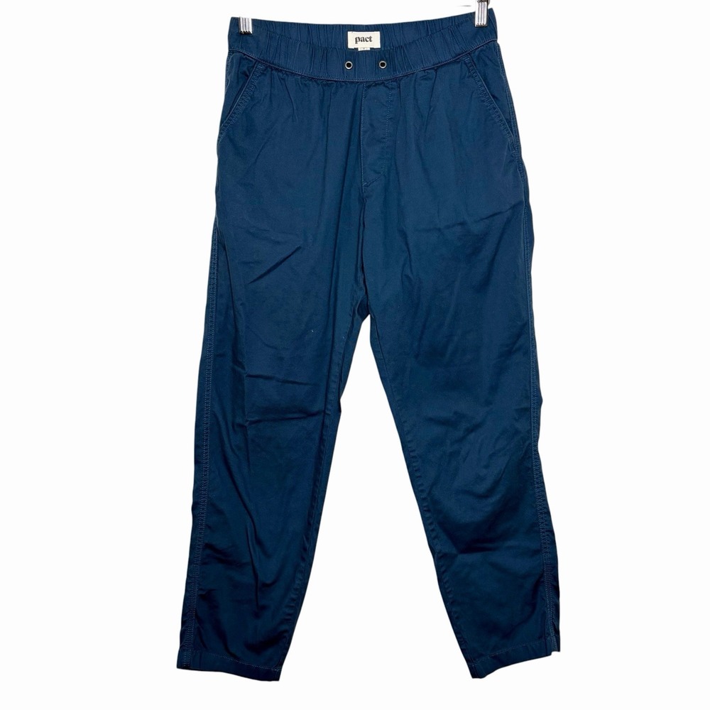 Pact Daily Twill Pants Blue Womens M Pull On Tapered Nautical Coastal Granola